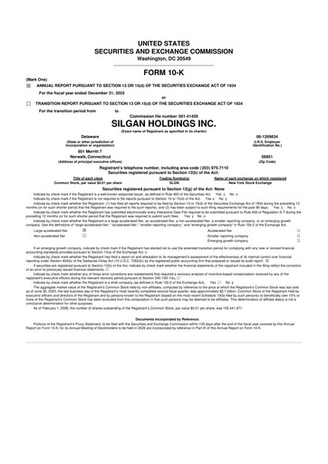 Thumbnail Silgan Holdings
 10-K Annual Report 2025