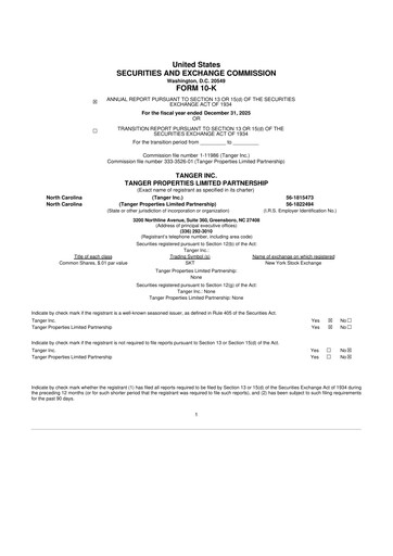 Thumbnail Tanger Inc.
 10-K Annual Report 2025