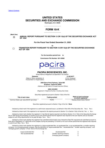 Miniature Pacira Biosciences
 10-K Rapport annuel 2025