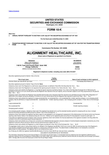 Vorschaubild Alignment Healthcare 10-K Jahresbericht 2025