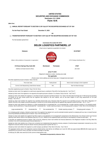 Thumbnail Delek Logistics Partners 10-K Annual Report 2025