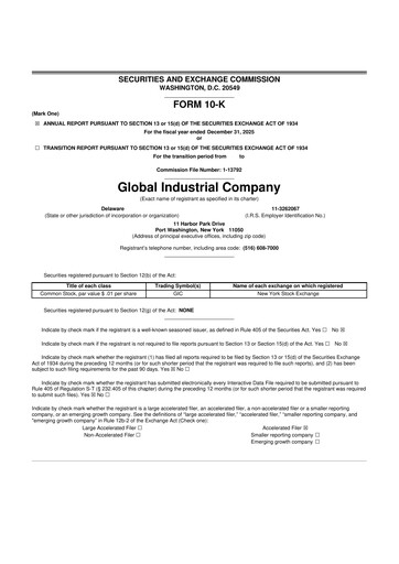 Thumbnail Global Industrial Company 10-K Annual Report 2025