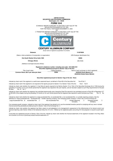 Thumbnail Century Aluminum
 10-K Annual Report 2025