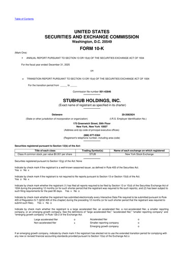 Thumbnail StubHub Holdings 10-K Annual Report 2025