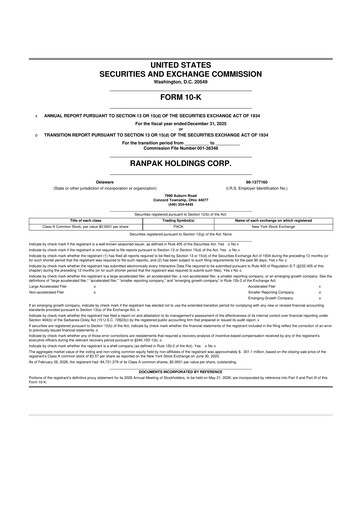 Thumbnail Ranpak 10-K Annual Report 2025