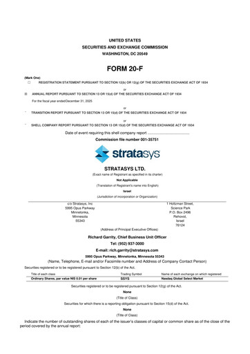 Thumbnail Stratasys 20-F Annual Report 2025