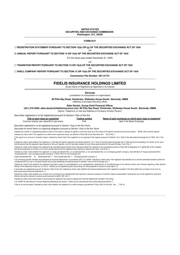 Thumbnail Fidelis Insurance 20-F Annual Report 2025