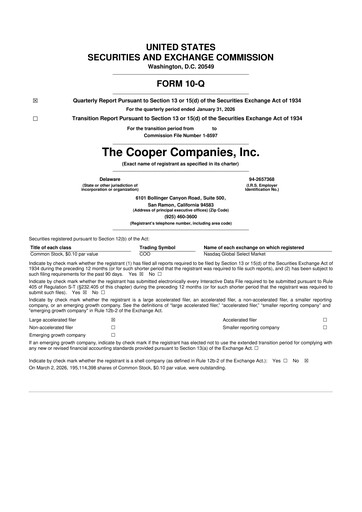 Thumbnail Cooper Companies 10-Q Quarterly Report FY2026 