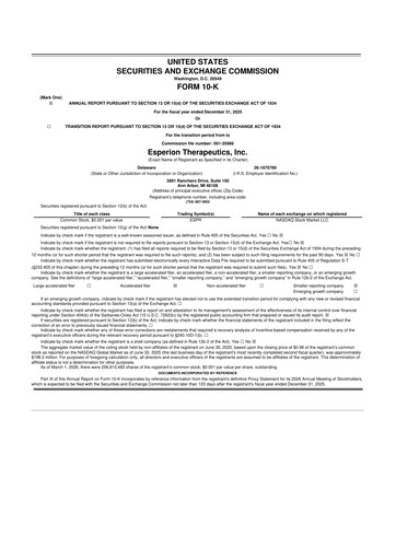 Thumbnail Esperion Therapeutics 10-K Annual Report 