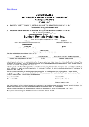 Vorschaubild Sunbelt Rentals 10-Q Quartalsbericht 2026 