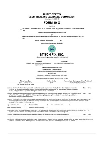 Miniature Stitch Fix
 10-Q Rapport trimestriel 2026 