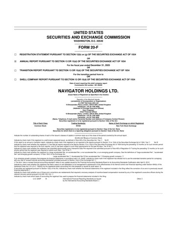 Thumbnail Navigator Holdings 20-F Annual Report 2025