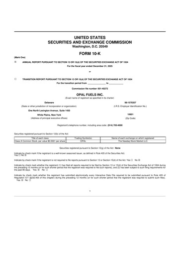 Miniature OPAL Fuels 10-K Rapport annuel 2025