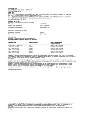 Thumbnail General Mills 10-Q Quarterly Report FY 