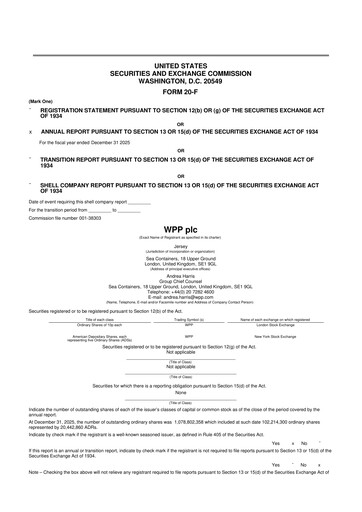 Thumbnail WPP 20-F Annual Report 