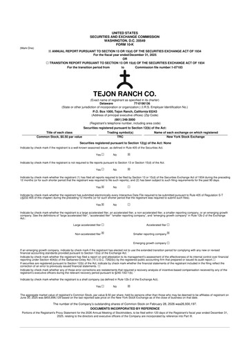 Thumbnail Tejon Ranch
 10-K Annual Report 2025