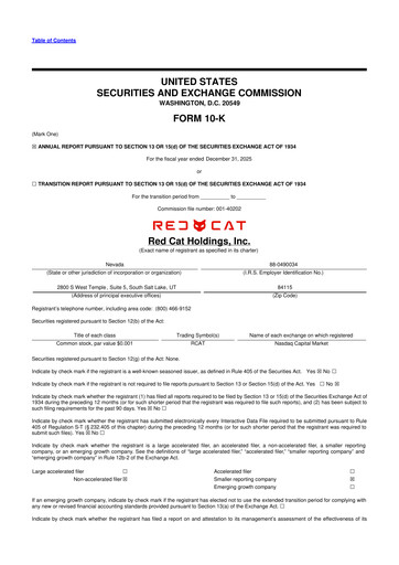 Thumbnail Red Cat Holdings 10-K Annual Report 2025