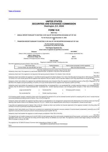 Miniature York Space Systems 10-K Rapport annuel 