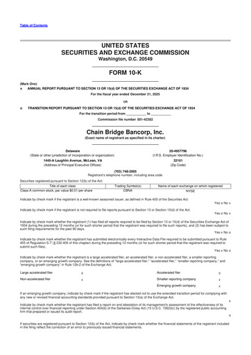 Vorschaubild Chain Bridge Bancorp 10-K Jahresbericht 2025