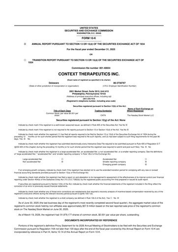 Thumbnail Context Therapeutics 10-K Annual Report 2025