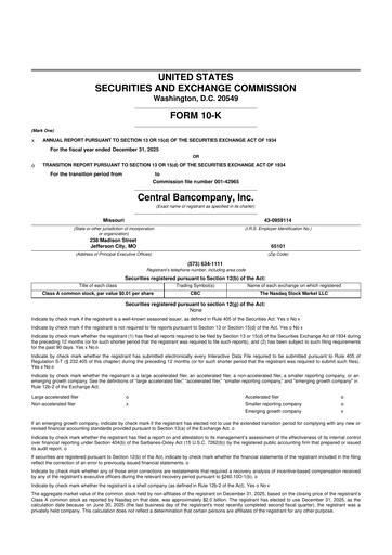 Vorschaubild Central Bancompany 10-K Jahresbericht 2025