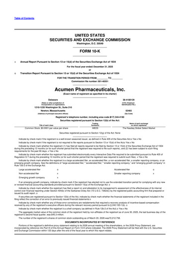 Thumbnail Acumen Pharmaceuticals 10-K Annual Report 2025