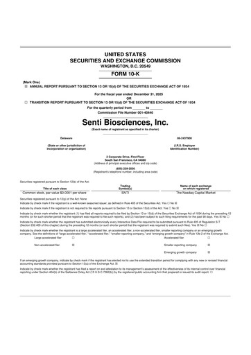 Thumbnail Senti Biosciences 10-K Annual Report 2025