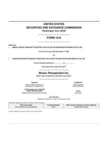 Miniature Bicara Therapeutics 10-K Rapport annuel 2025