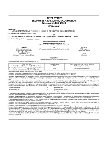 Vorschaubild Faraday Future 10-K Jahresbericht 