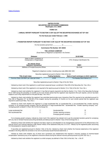 Miniature LoveSac
 10-K Rapport annuel 