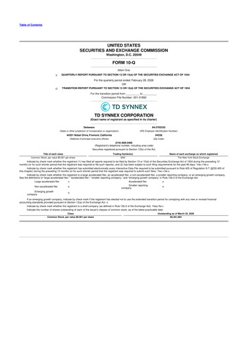 Thumbnail TD Synnex 10-Q Quarterly Report FY2026 