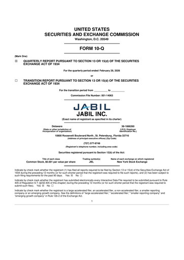 Thumbnail Jabil 10-Q Quarterly Report FY 