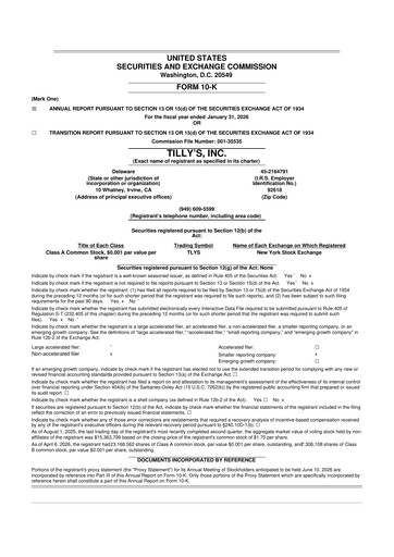 Thumbnail Tillys
 10-K Annual Report 