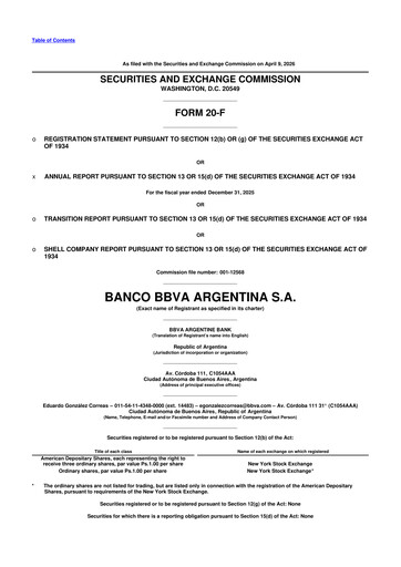 Thumbnail BBVA Argentina 20-F Annual Report 