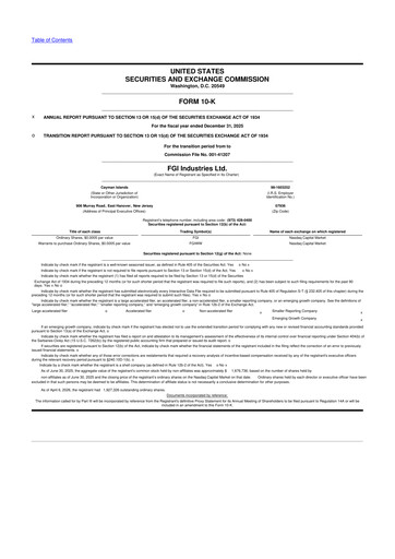 Vorschaubild FGI Industries 10-K Jahresbericht 