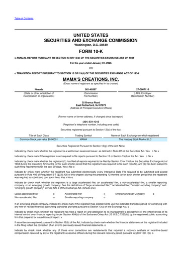 Thumbnail Mama's Creations 10-K Annual Report 