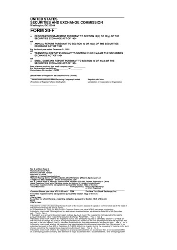 Thumbnail TSMC 20-F Annual Report 