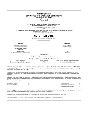 Thumbnail Netstreit 10-Q Quarterly Report FY 