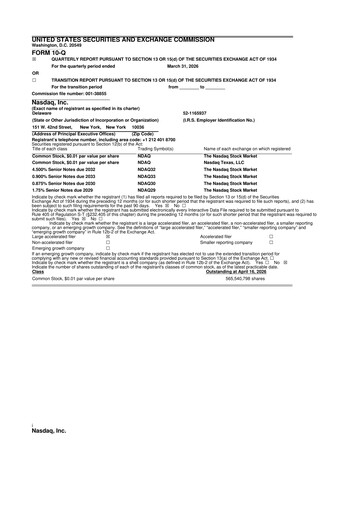 Miniature Nasdaq 10-Q Rapport trimestriel  