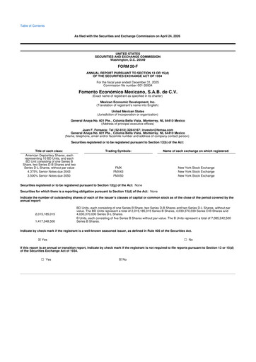 Thumbnail Fomento Económico Mexicano (FEMSA) 20-F Annual Report 