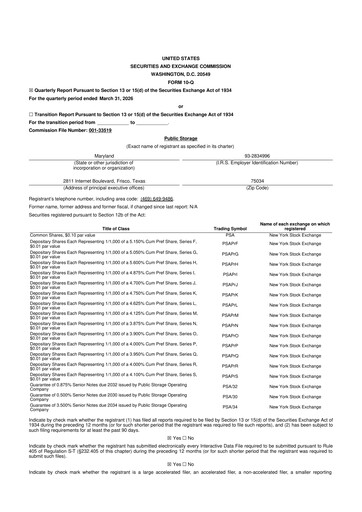Thumbnail Public Storage 10-Q Quarterly Report FY 