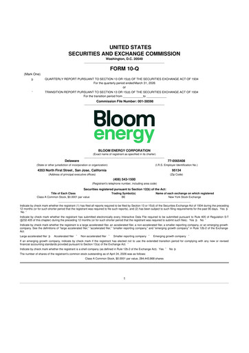 Thumbnail Bloom Energy
 10-Q Quarterly Report FY 