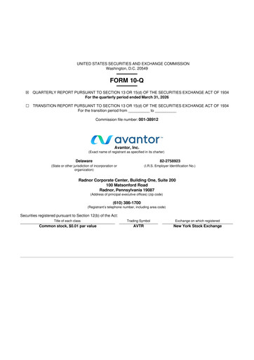 Thumbnail Avantor 10-Q Quarterly Report FY 