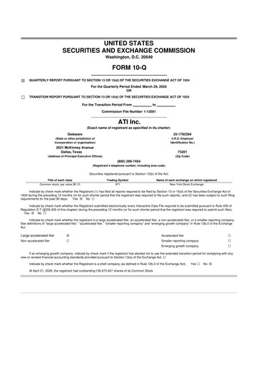 Thumbnail ATI Inc.
 10-Q Quarterly Report FY 
