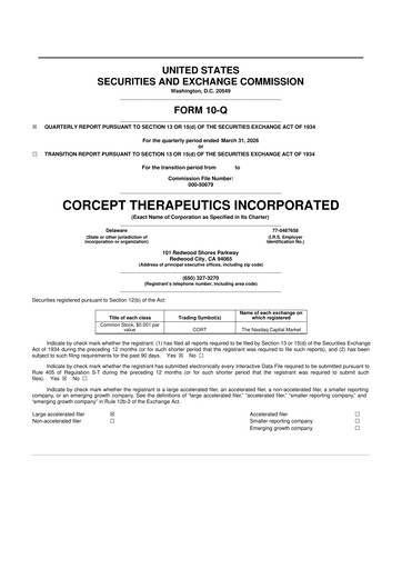 Thumbnail Corcept Therapeutics
 10-Q Quarterly Report FY2026 
