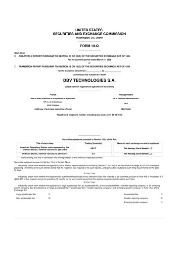 Thumbnail DBV Technologies 10-Q Quarterly Report FY 