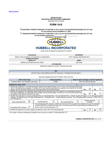 Thumbnail Hubbell 10-Q Quarterly Report FY 