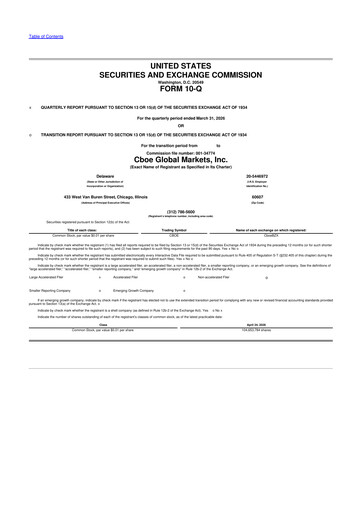 Thumbnail Cboe Global Markets 10-Q Quarterly Report FY 
