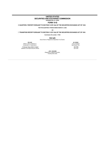 Thumbnail Aon 10-Q Quarterly Report FY 