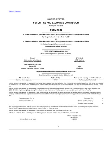 Vorschaubild First Western Financial 10-Q Quartalsbericht  